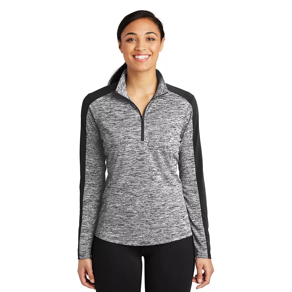 Sport-Tek LST397 PosiCharge Women’s Heather Quarter-Zip Pullover