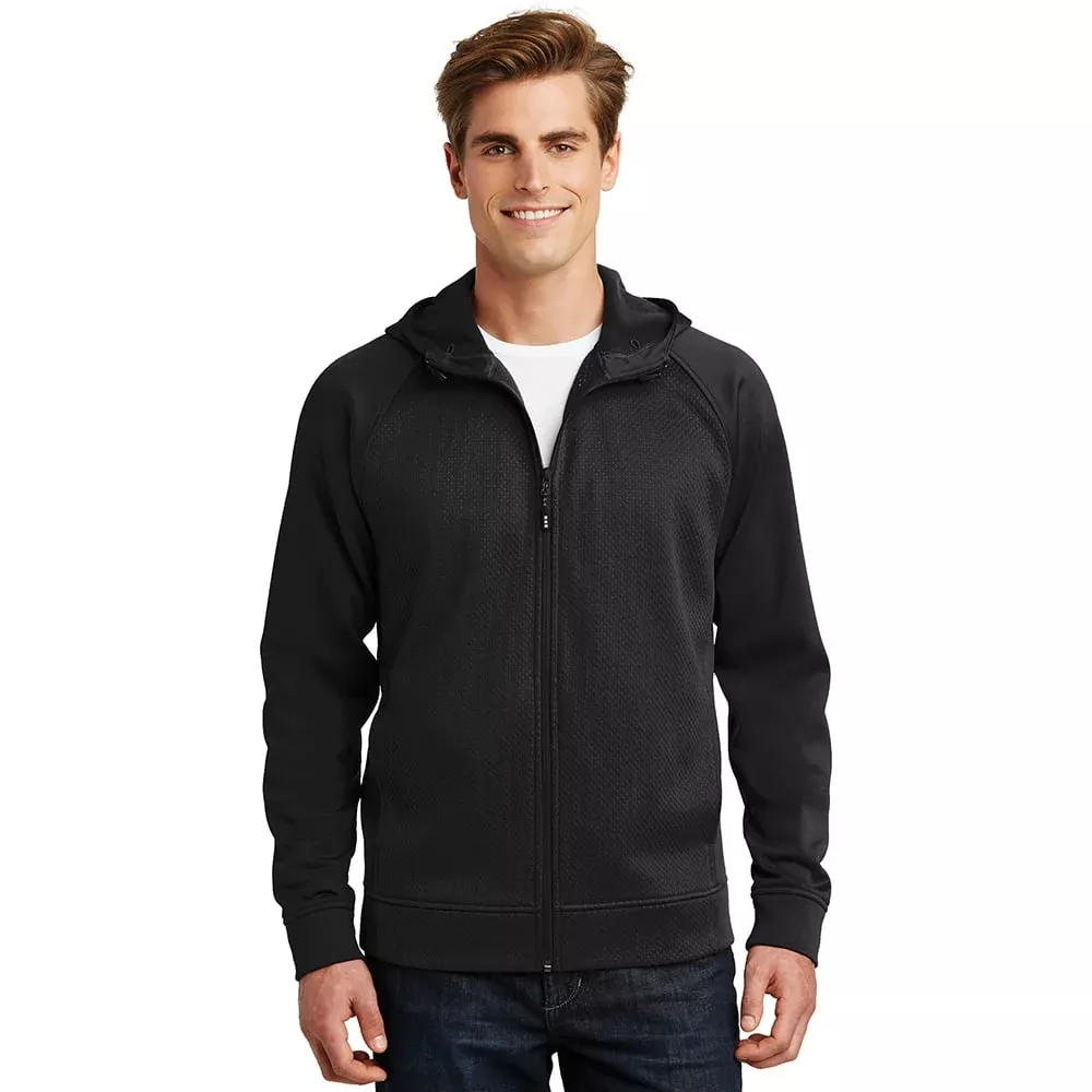Sport-Tek ST295 Men’s Debossed Tech Fleece Hooded Jacket with Pockets