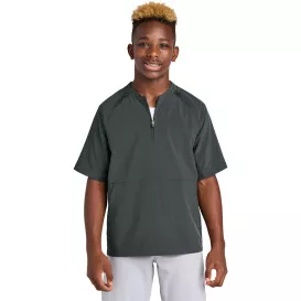 Sport-Tek YJST489 Youth Repeat 1/2-Zip Short Sleeve Jacket - Iron Gray