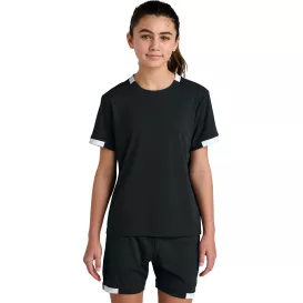 Sport-Tek YST440 Youth Club Short Sleeve Crew - Black/White