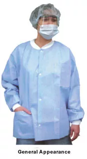 Sunlite Ultra Lab Jacket WHITE with 2 Pockets, Snap Front, Knit Collar and Cuffs (30 per pack) ~ Size 2X