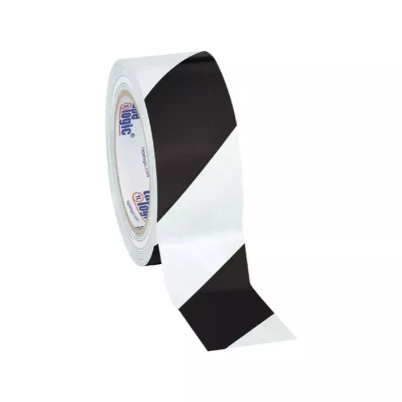 Tape Logic Striped Vinyl Tape – 7 Mil – 2″ x 36 yds. – Black/White
