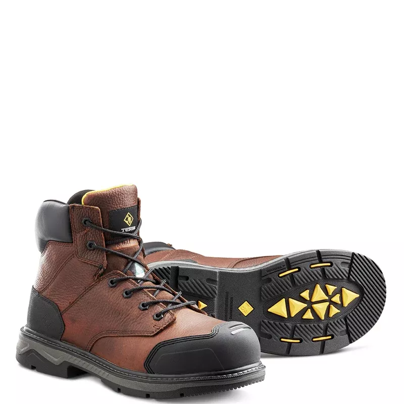 Terra Patton Men’s 6″ Safety Boots – Aluminum Toe – Puncture & Slip Resistant – Brown – 4NS6BN