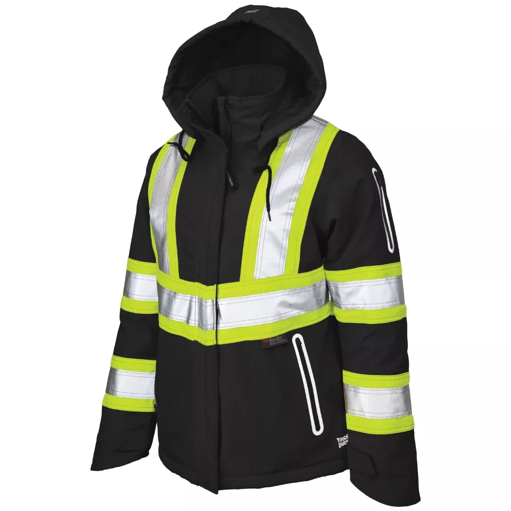 Tough Duck Women’s Insulated Flex Safety Jacket with Quick Release Hoodie – SJ41