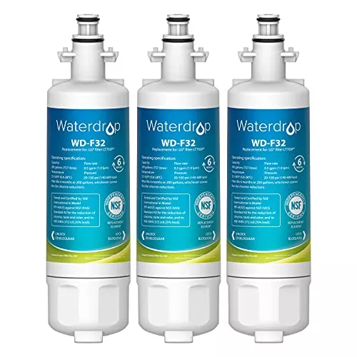 Waterdrop ADQ36006101 Replacement for LG LT700P Refrigerator Water Filter, Kenmore 9690, 469690, ADQ36006102, LFXS30766S, LFXS24623S, FML-3, RFC1200A, RWF1200A, WSL-3, 3 Filters, Package may vary