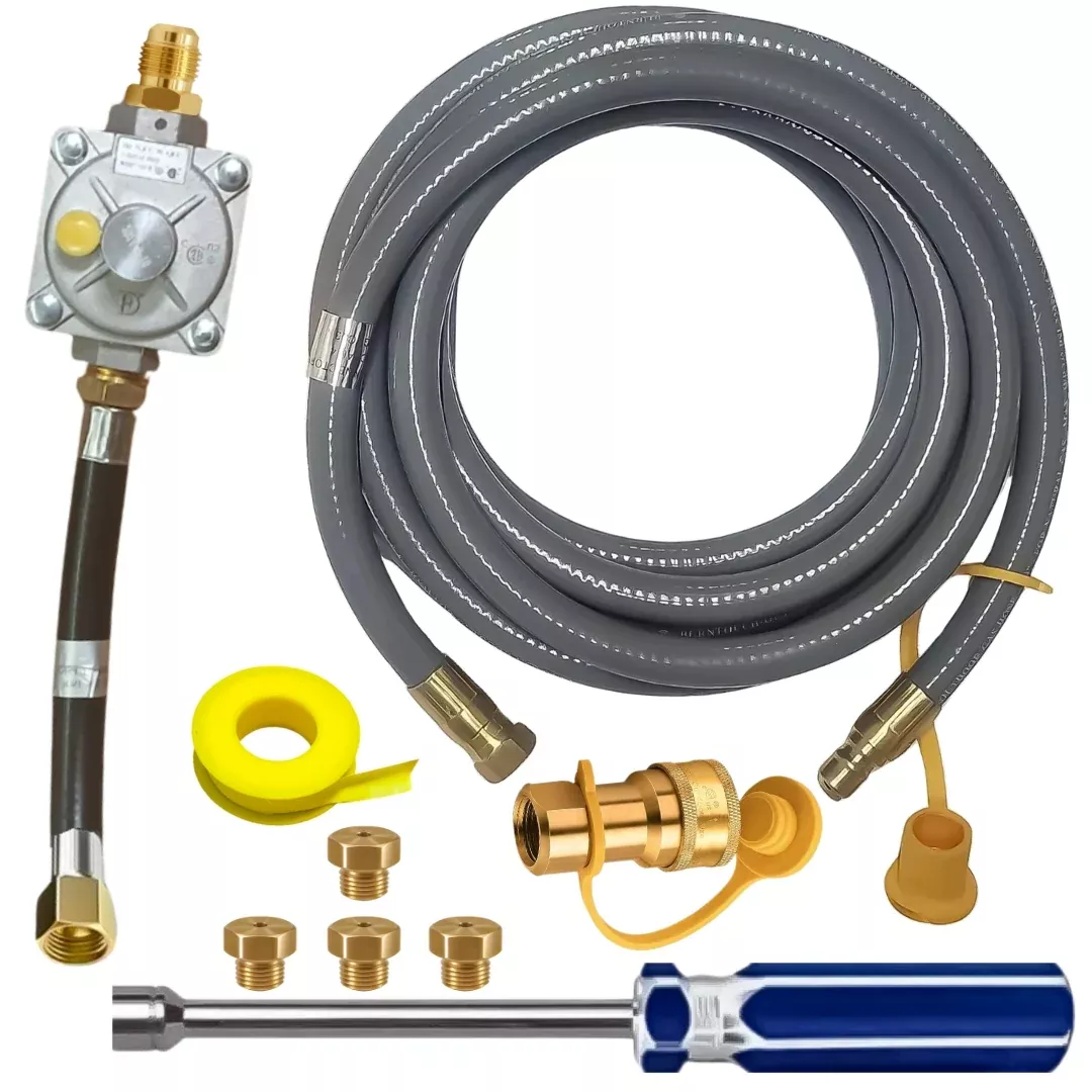 Weber Genesis 325s Conversion Kit from LP to NG – Includes Predrilled Orifices – Detailed Instructions – 10′ NG Hose – Natural Gas Regulator