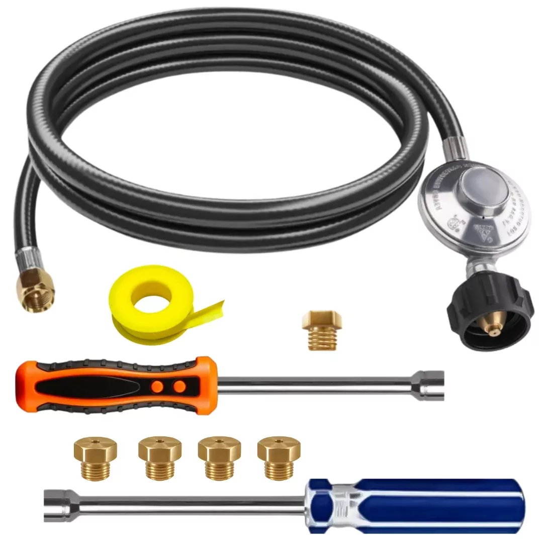 Weber Genesis 335s Conversion Kit from NG to LP – Includes Predrilled Orifices – Instructions Included – 5′ Propane and Regulator – LP Fuel Converter