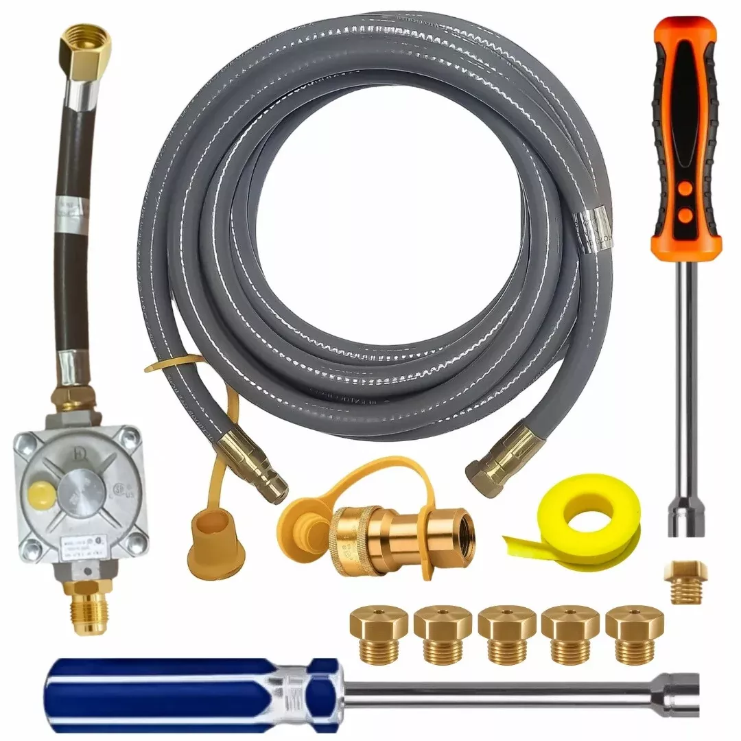 Weber Genesis 435s Conversion Kit from LP to NG – Includes Predrilled Orifices – Detailed Instructions – 10′ NG Hose – Natural Gas Regulator
