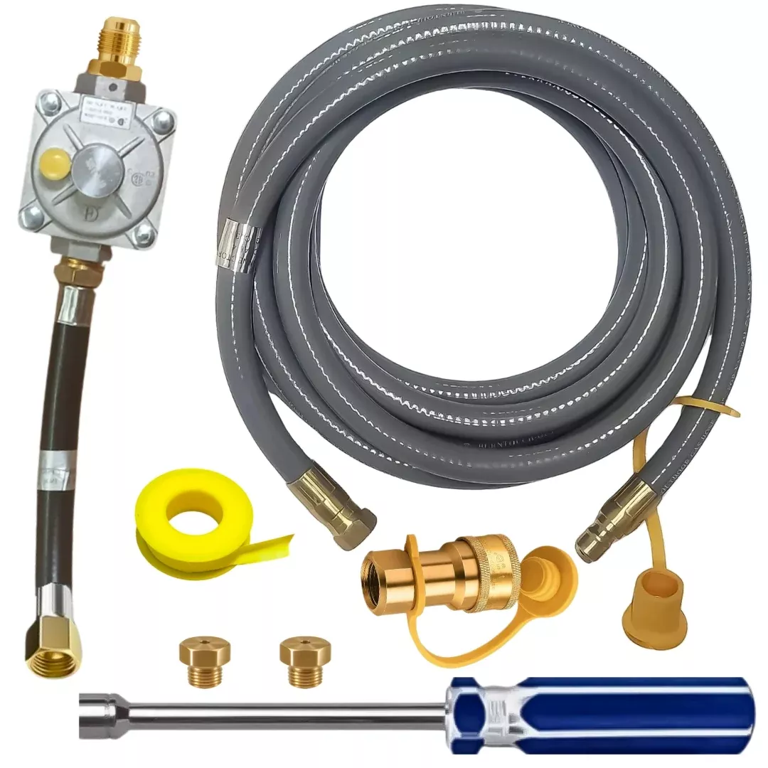 Weber Genesis II E-210 Conversion Kit from LP to NG – Includes Predrilled Orifices – Detailed Instructions – 10′ NG Hose – Natural Gas Regulator