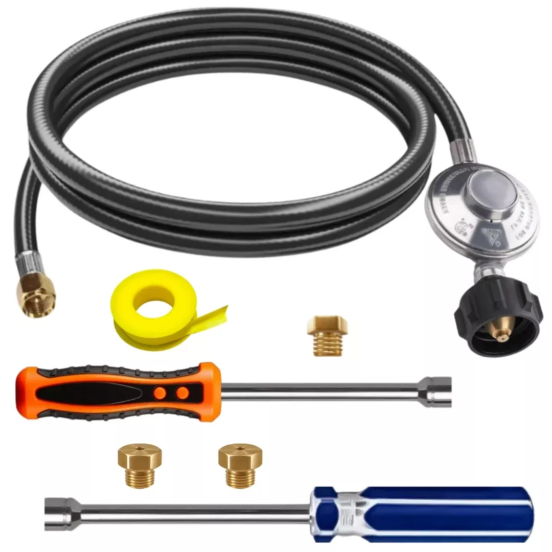 Weber Genesis II LX 240 Conversion Kit from NG to LP – Includes Predrilled Orifices – Instructions Included – 5′ Propane and Regulator – LP Fuel Converter