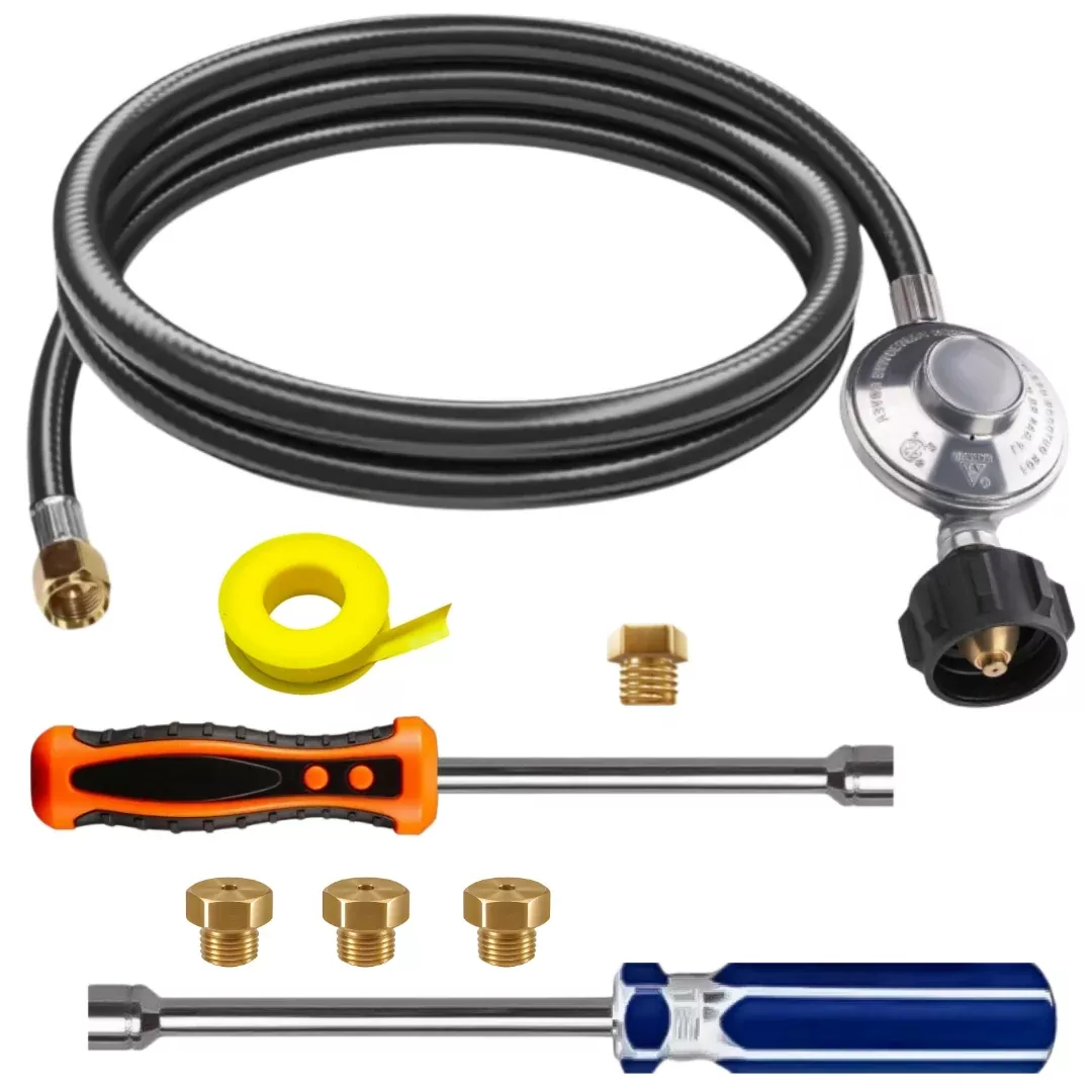 Weber Genesis II LX 340 Conversion Kit from NG to LP – Includes Predrilled Orifices – Instructions Included – 5′ Propane and Regulator – LP Fuel Converter