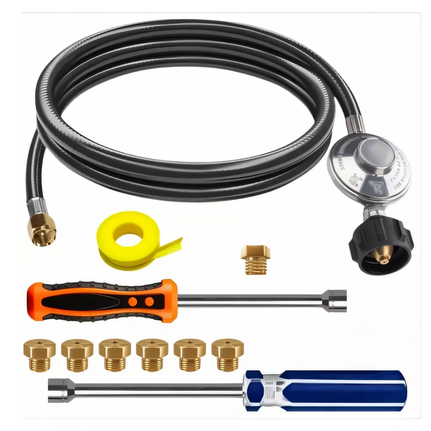 Weber Genesis II LX 640 Conversion Kit from NG to LP – Includes Predrilled Orifices – Instructions Included – 5′ Propane and Regulator – LP Fuel Converter