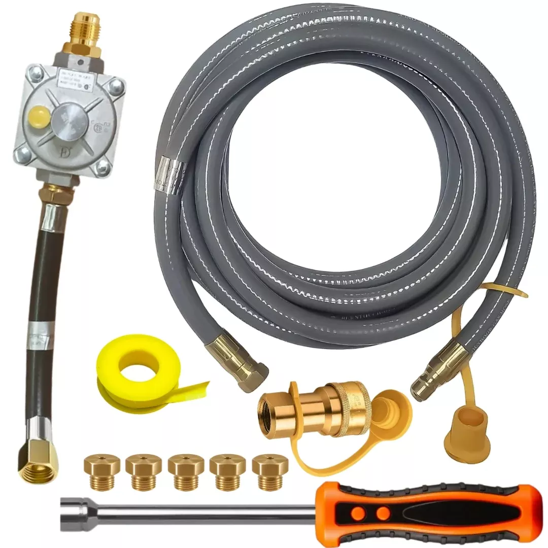 Weber Spirit 330 /335 Conversion Kit from LP to NG – Includes Predrilled Orifices – Detailed Instructions – 10′ NG Hose – Natural Gas Regulator