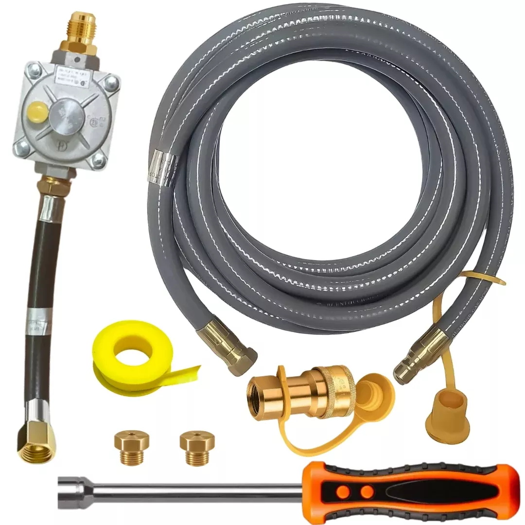 Weber Spirit II 210 Conversion Kit from LP to NG – Includes Predrilled Orifices – Detailed Instructions – 10′ NG Hose – Natural Gas Regulator