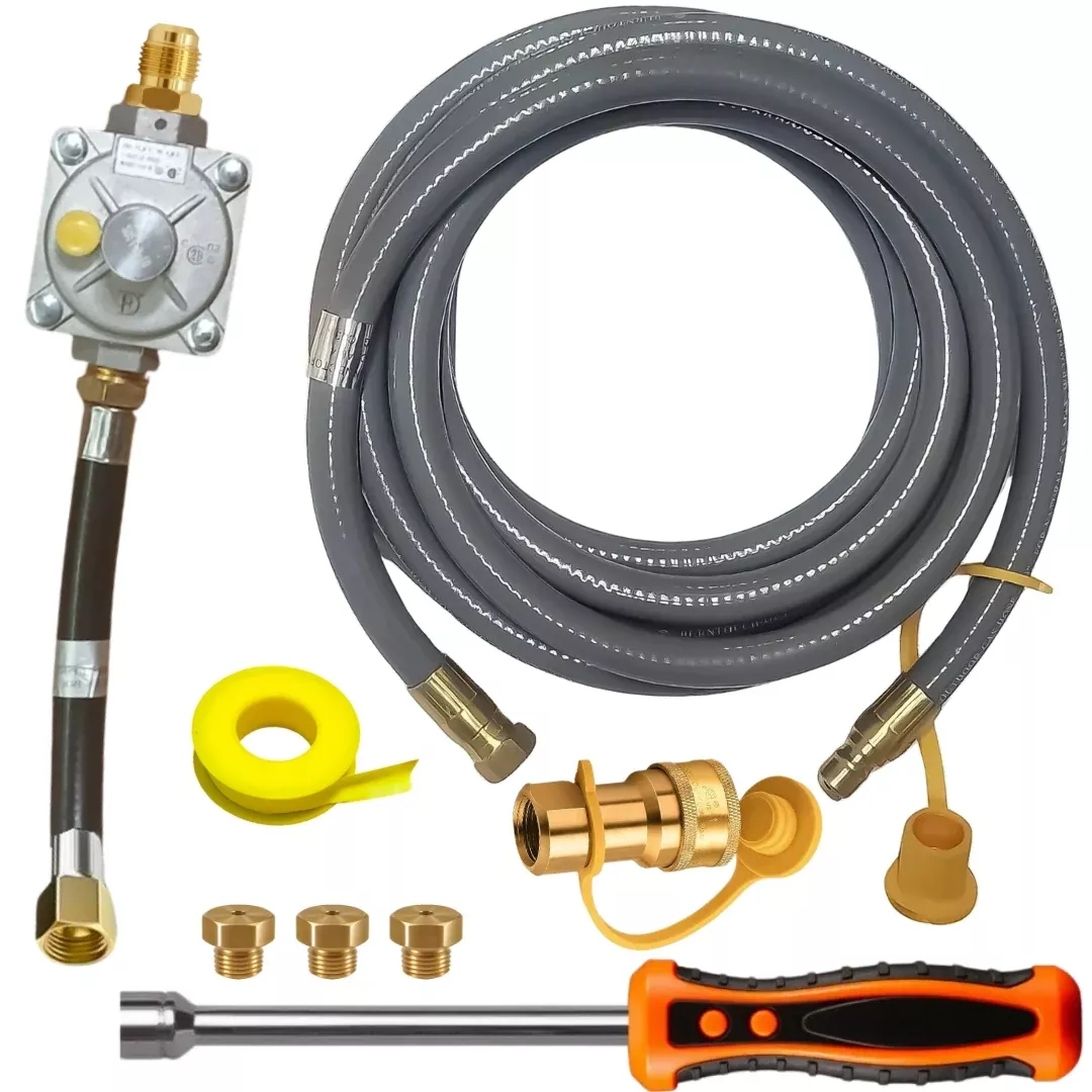 Weber Spirit II E-310 Conversion Kit from LP to NG – Includes Predrilled Orifices – Detailed Instructions – 10′ NG Hose – Natural Gas Regulator