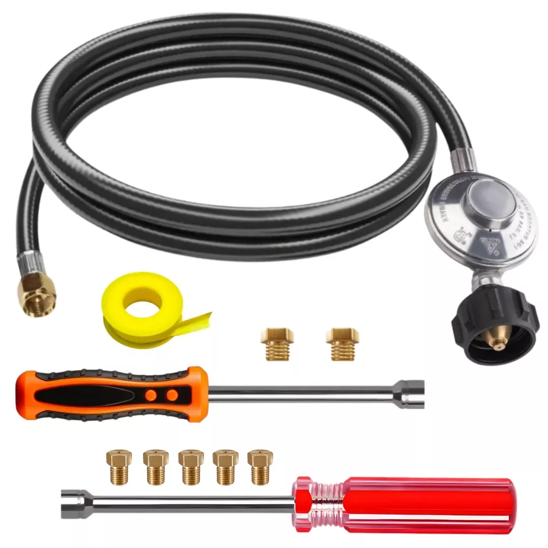 Weber SUMMIT 450 Conversion Kit from NG to LP – Includes Predrilled Orifices – Instructions Included – 5′ Propane and Regulator – LP Fuel Converter