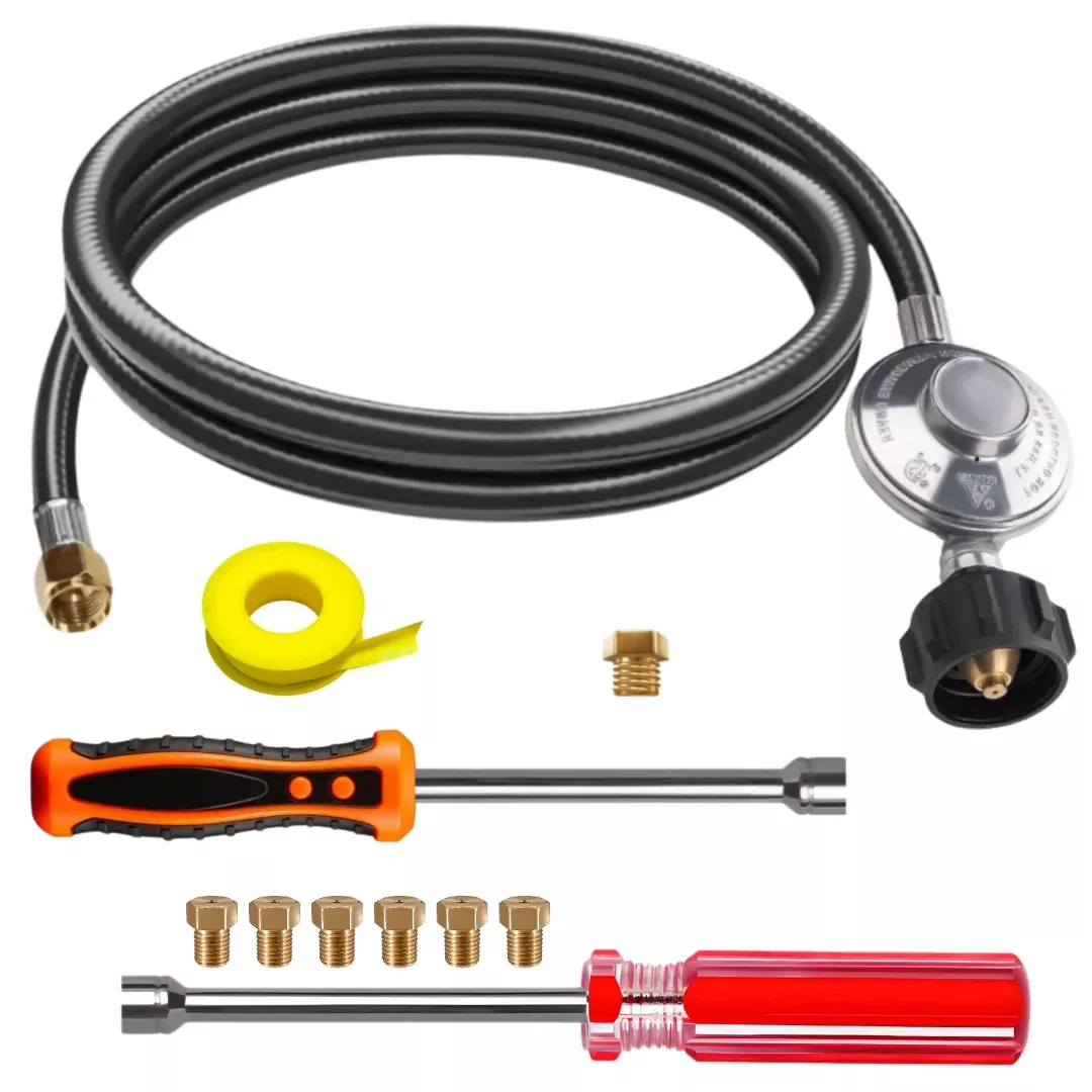 Weber SUMMIT 460 Conversion Kit from NG to LP – Includes Predrilled Orifices – Instructions Included – 5′ Propane and Regulator – LP Fuel Converter