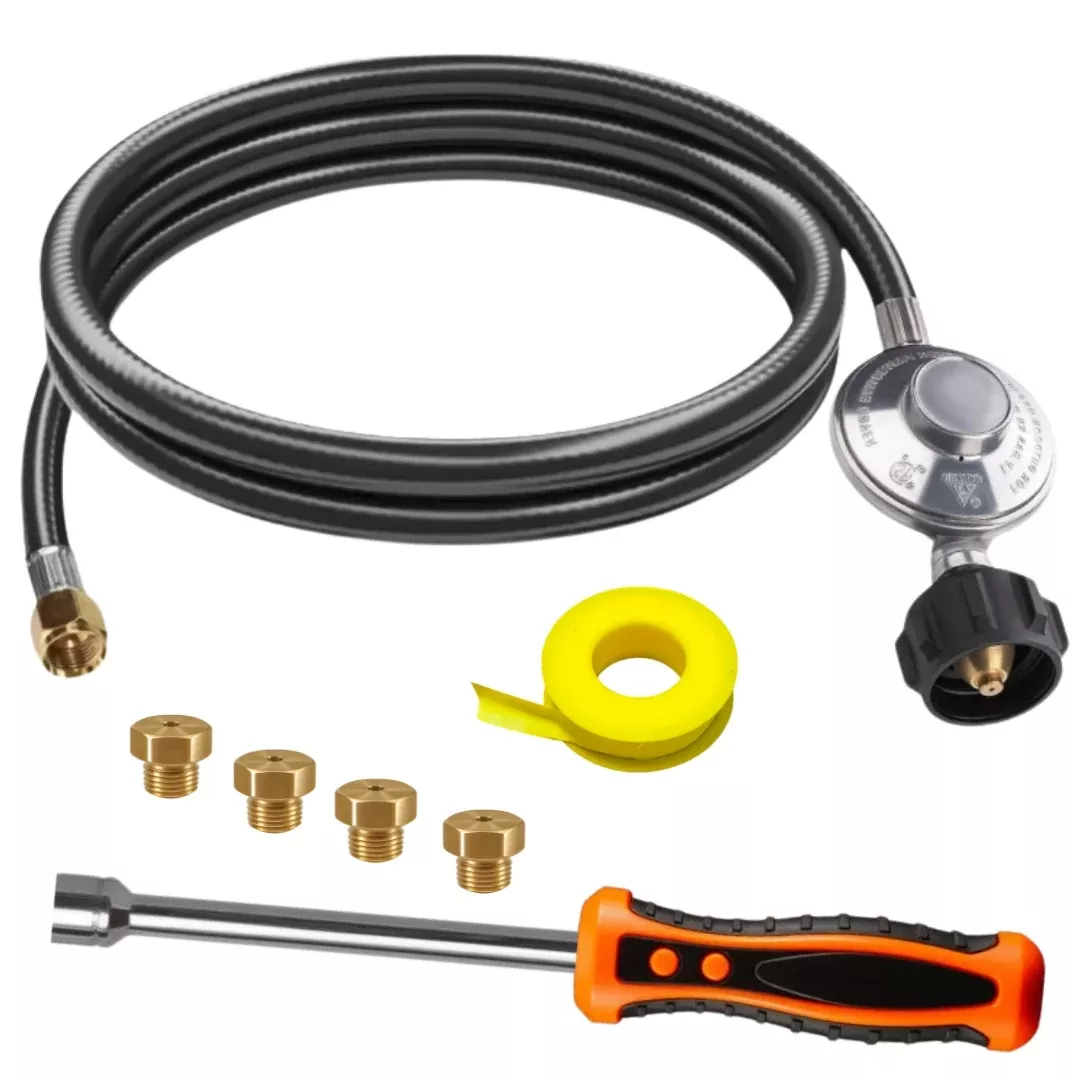 Weber SUMMIT Gold A4 Conversion Kit from NG to LP - Includes Predrilled Orifices - 5' Propane and Regulator - LP Fuel Converter