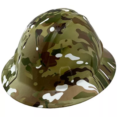 White MultiCam Camo Hydro Dipped Hard Hats Full Brim Style