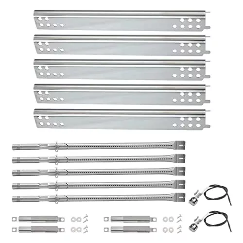 YIHAM KZ924 Grill Replacement Parts for Charbroil Performance 5 Burner 463347518 463347519 463275517 463243518 463243519, 6 Burner 463373019 463244819 Heat Shield+Burner Tube+Carry Over+Igniter Wire