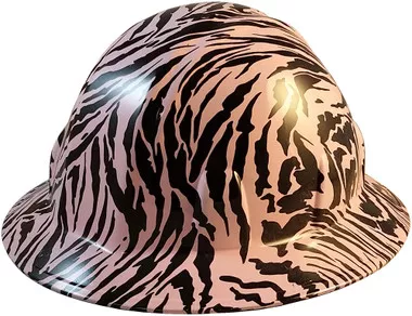Zebra Light Pink Hydro Dipped Hard Hats Full Brim Style
