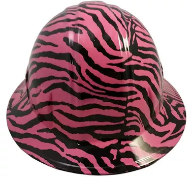 Zebra Pink Hydro Dipped Hard Hats Full Brim Style