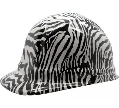 Zebra White Hydro Dipped Hard Hats Cap Style