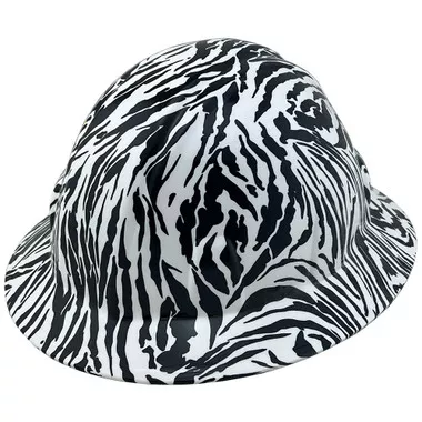 Zebra White Hydro Dipped Hard Hats Full Brim Style